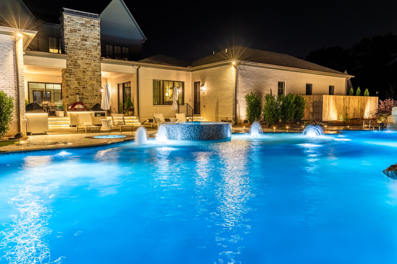 Outdoor lighting project at night, Middle Tennessee